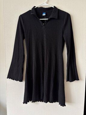 Old Navy Girls Black Long Sleeve Ribbed Knit Dress - Size XL - NWT